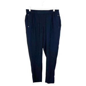 H&M Pants Women 8 Black Textured Pull On Garter Waist Tapered Stretch Cropped